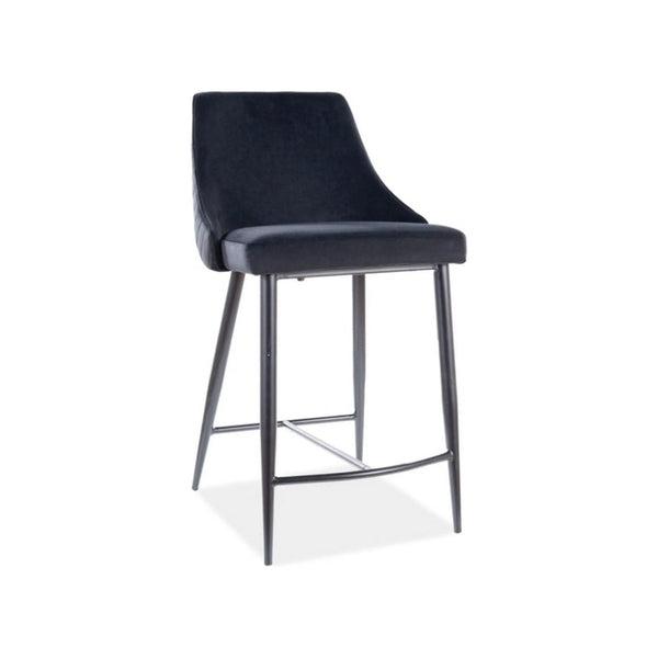 Scaun bar PIANO B H-2, negru, stofa catifelata/metal, 49x42x88 cm