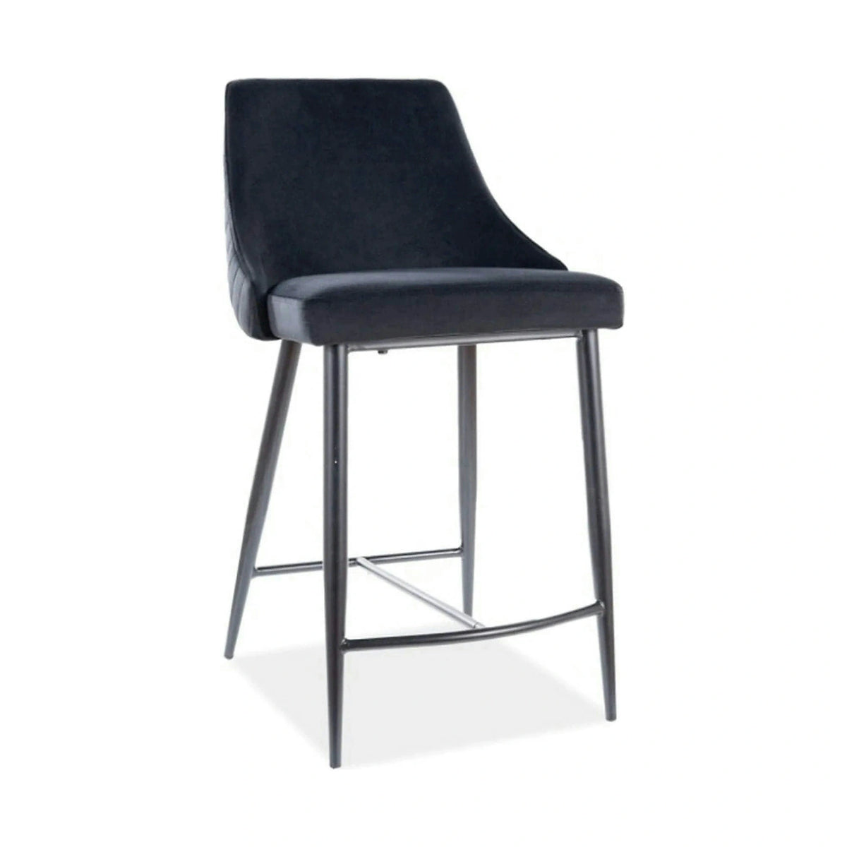 Scaun bar PIANO B H-2, negru, stofa catifelata/metal, 49x42x88 cm