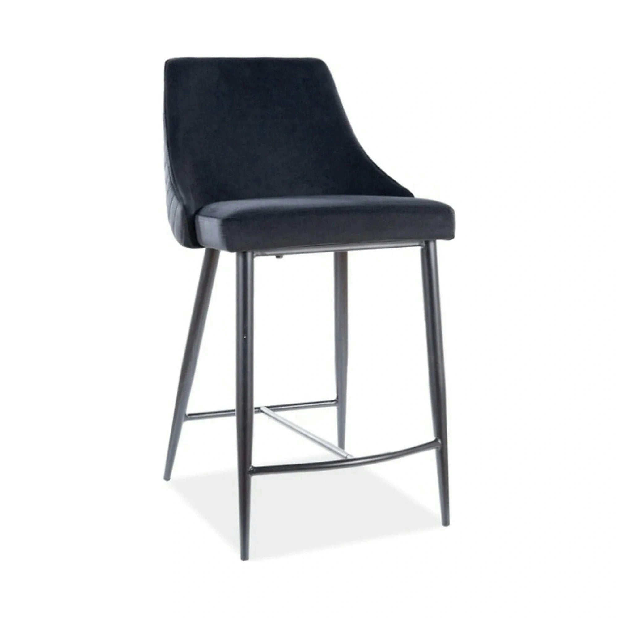 Scaun bar PIANO B H-2, negru, stofa catifelata/metal, 49x42x88 cm