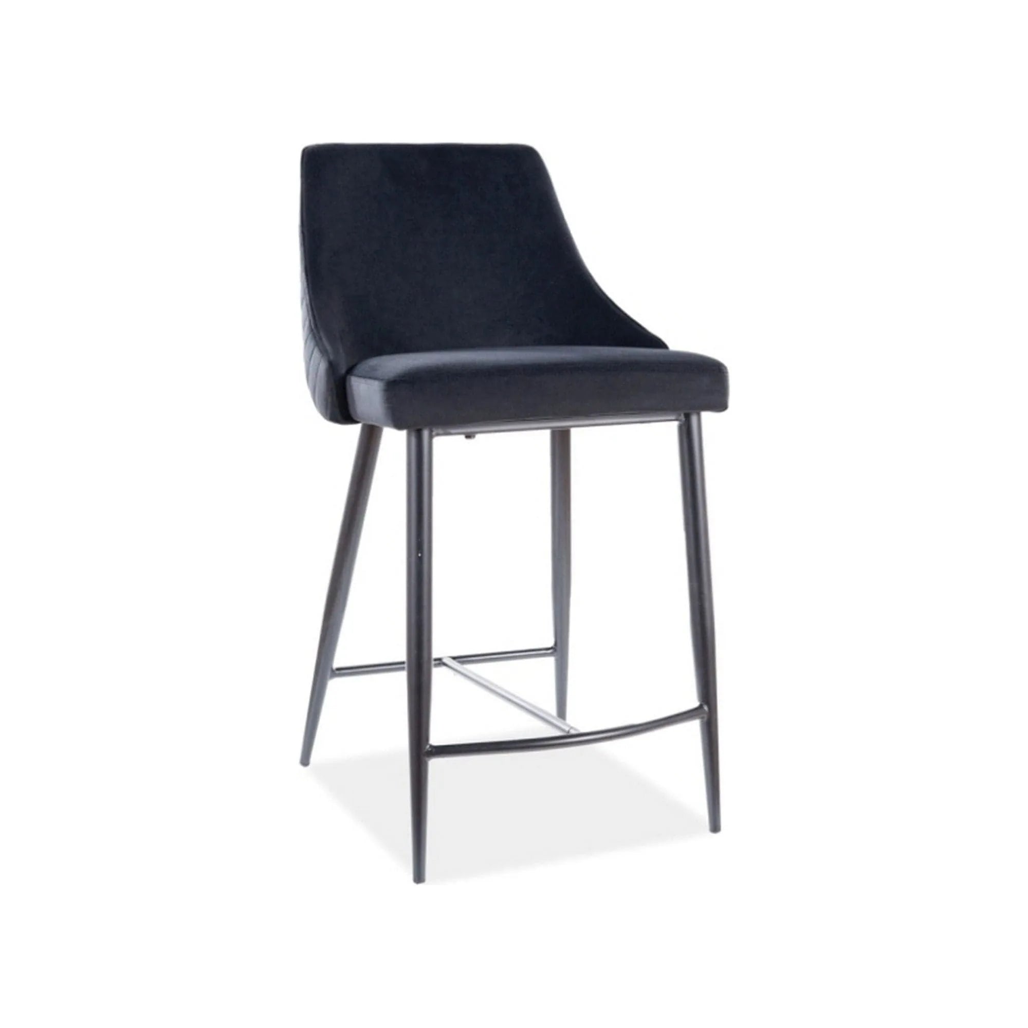Scaun bar PIANO B H-2, negru, stofa catifelata/metal, 49x42x88 cm