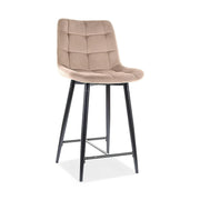 Scaun bar textil CHIC H-2, bej - Bluvel 28/negru, stofa catifelata/metal, 46x51x90 cm