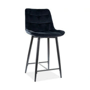 Scaun bar textil CHIC H-2, negru, 46x51x90 cm