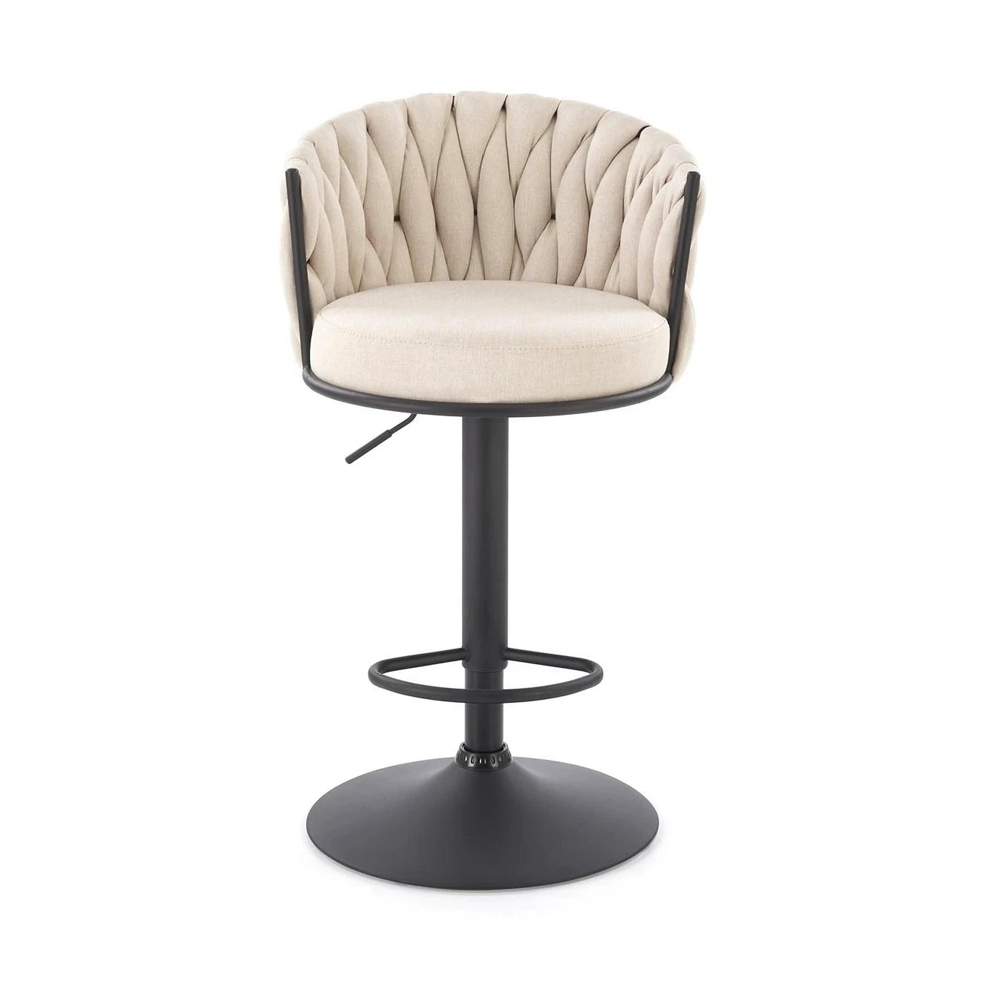 Scaun bar textil H125, bej - Nea 25, stofa clasica/otel, 53x54x90/105 cm