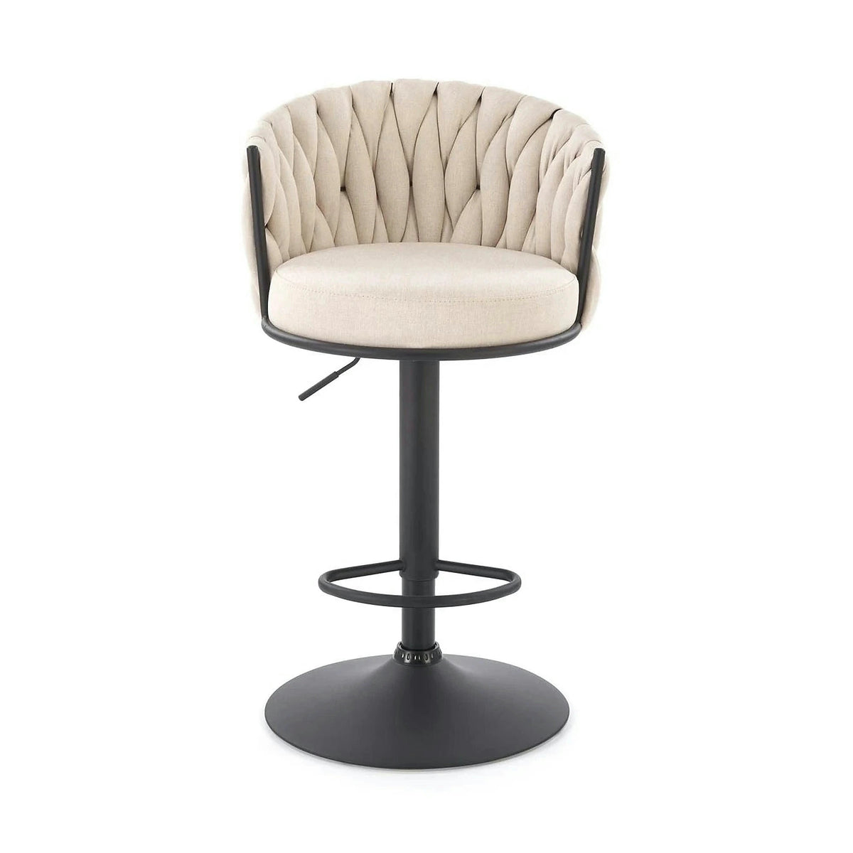 Scaun bar textil H125, bej - Nea 25, stofa clasica/otel, 53x54x90/105 cm