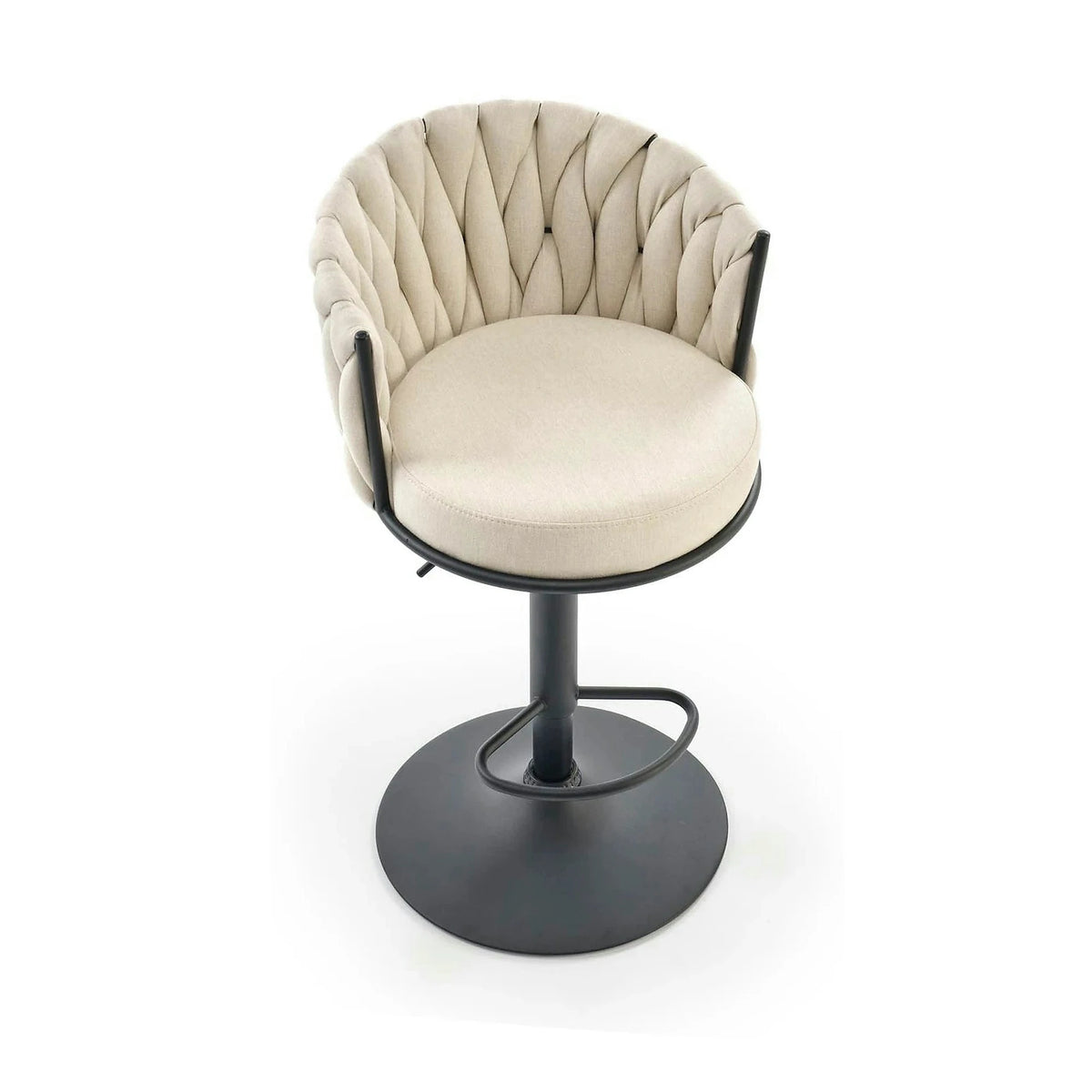 Scaun bar textil H125, bej - Nea 25, stofa clasica/otel, 53x54x90/105 cm
