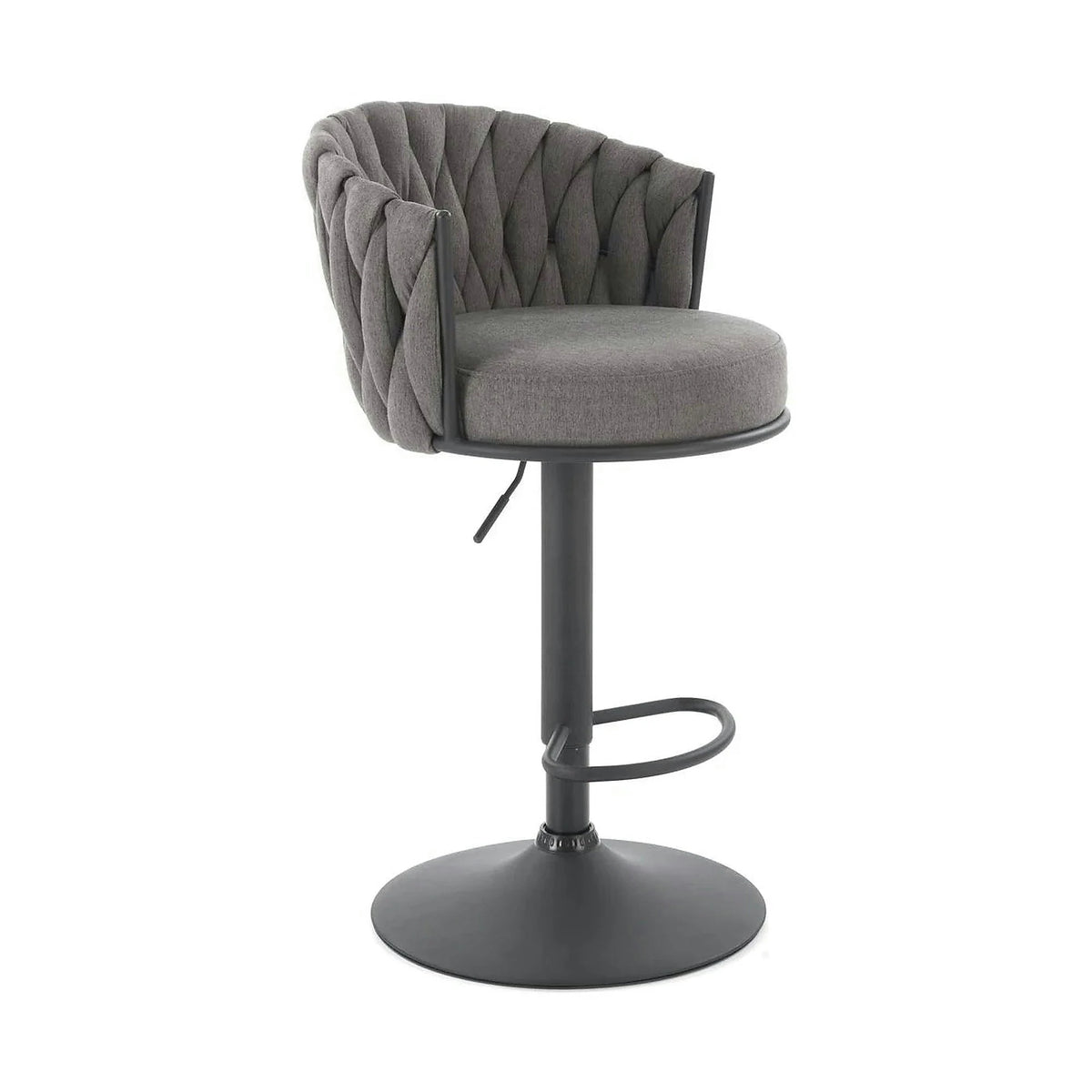 Scaun bar textil H125, gri - Nea 15, stofa clasica/otel, 53x54x90/105 cm