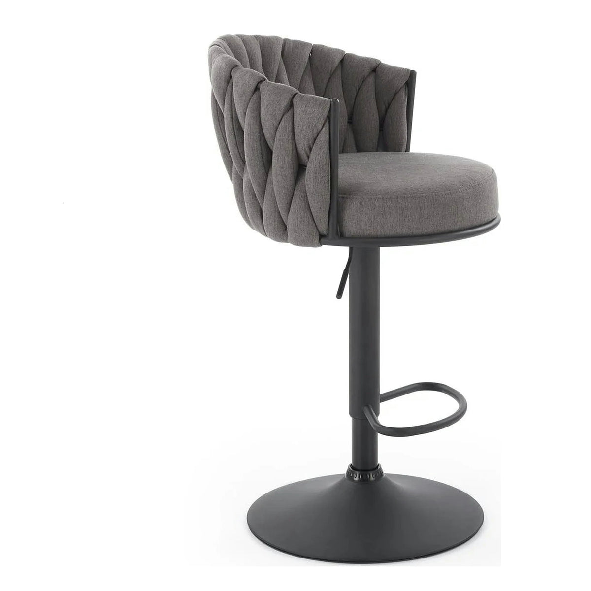 Scaun bar textil H125, gri - Nea 15, stofa clasica/otel, 53x54x90/105 cm