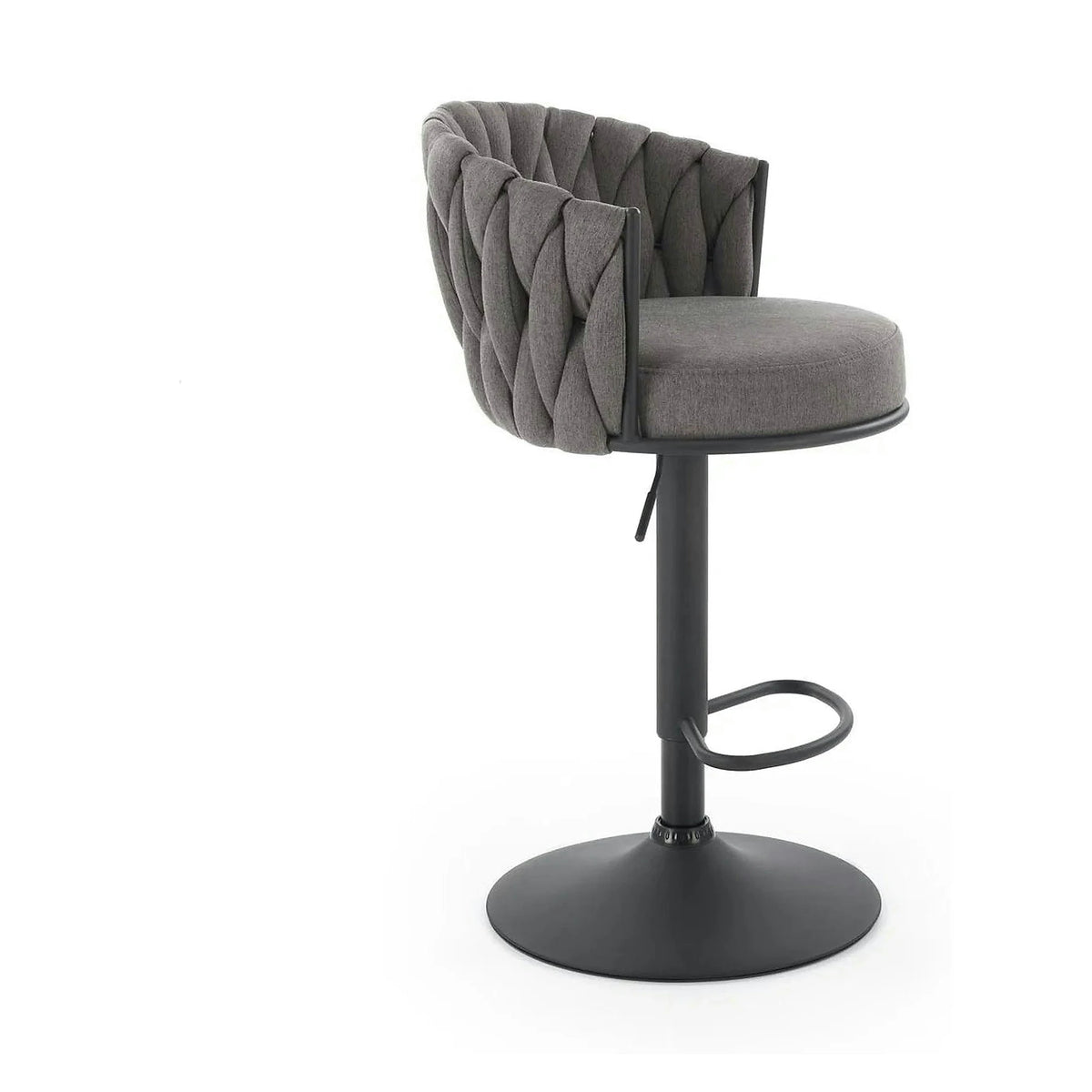 Scaun bar textil H125, gri - Nea 15, stofa clasica/otel, 53x54x90/105 cm