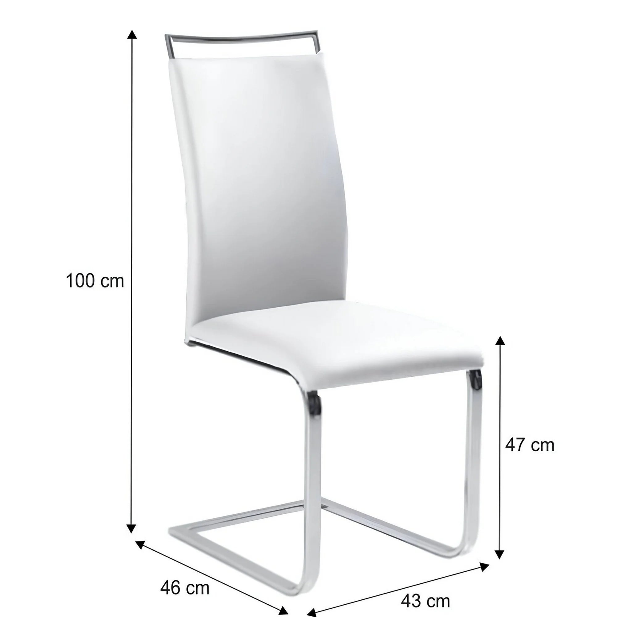 Scaun BARNA NEW, alb/crom, piele ecologica/metal, 43x46x100 cm