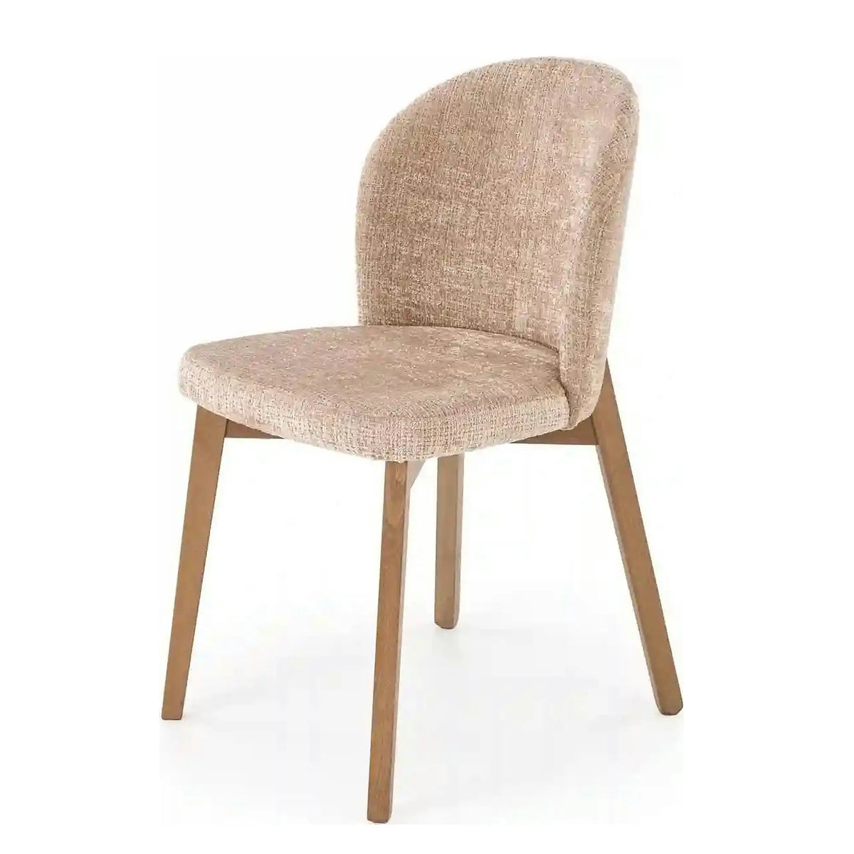 Scaun BASSO, bej - Cremona 14/nuc, stofa catifelata/lemn, 48x56x86 cm