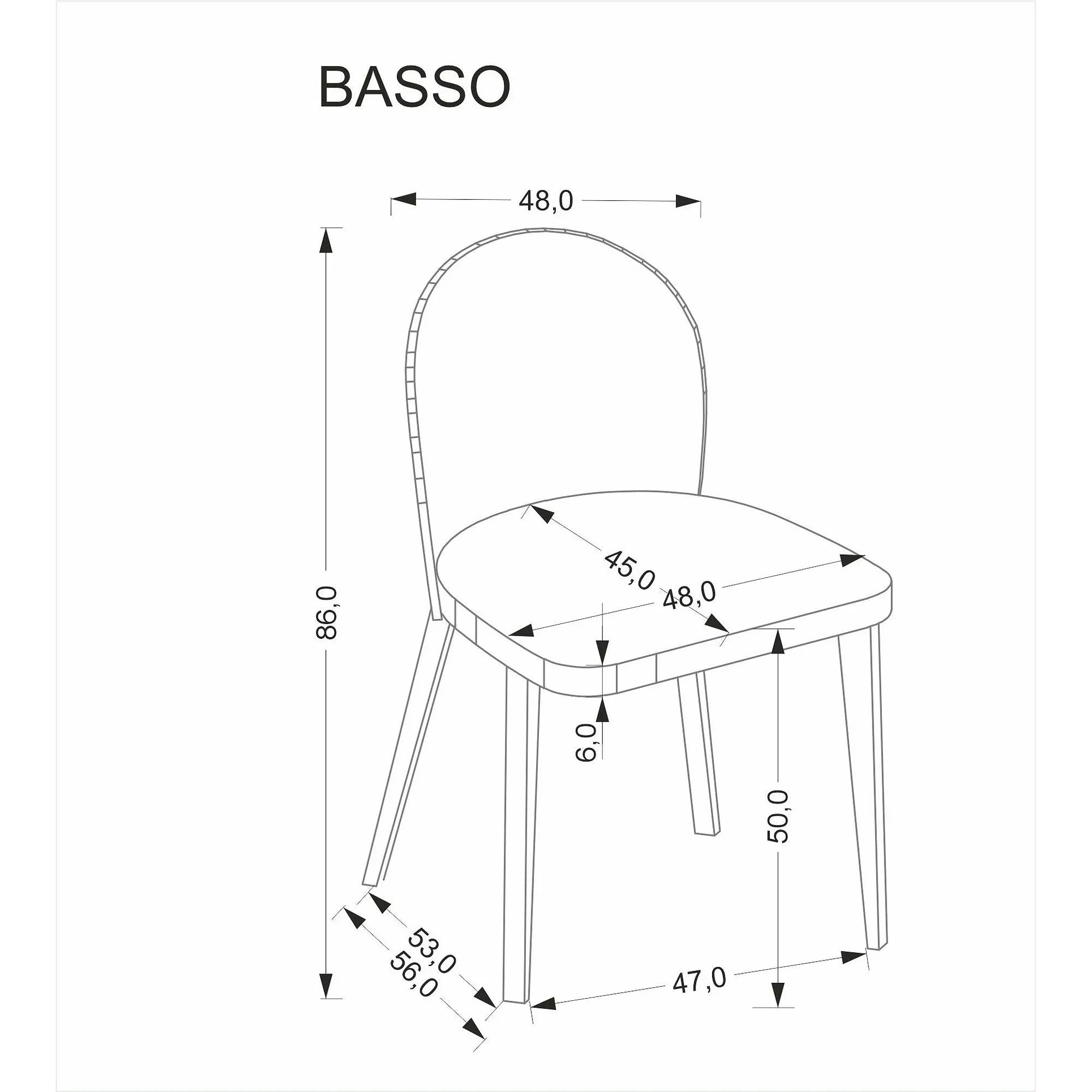 Scaun BASSO, bej - Cremona 14/nuc, stofa catifelata/lemn, 48x56x86 cm