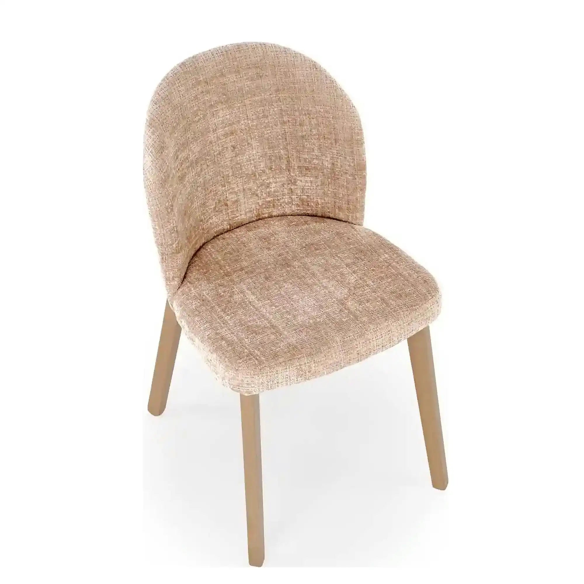 Scaun BASSO, bej - Cremona 14/nuc, stofa catifelata/lemn, 48x56x86 cm