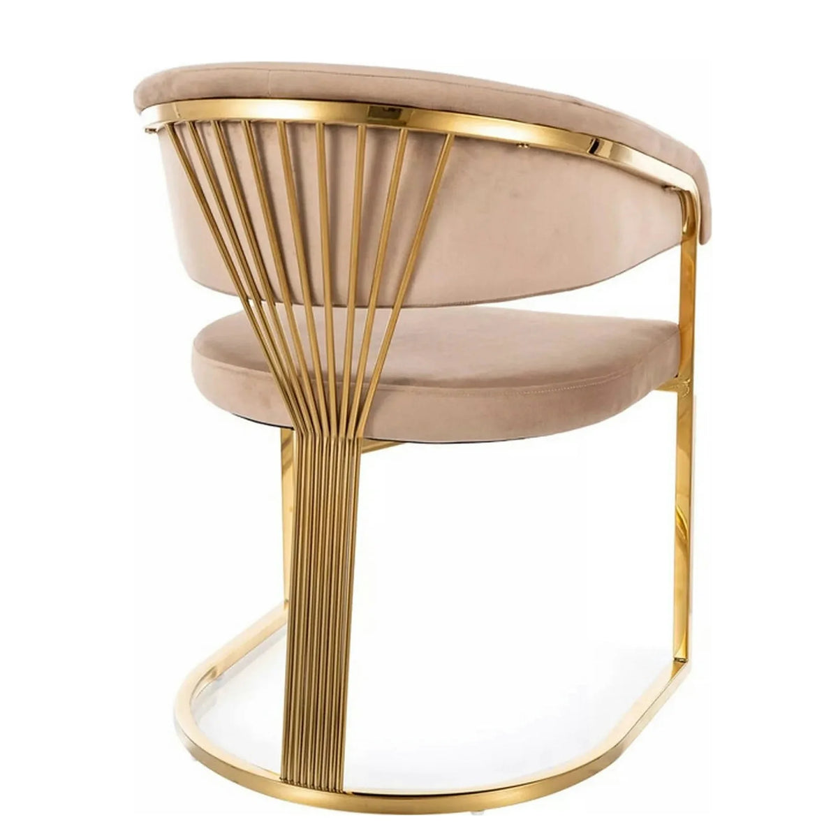 Scaun bej tapitat CROWN, stofa catifelata/metal, 57x64x77 cm