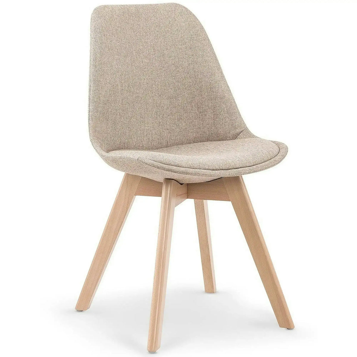 Scaun bej tapitat K303, stofa clasica/lemn, 48X54X83 CM