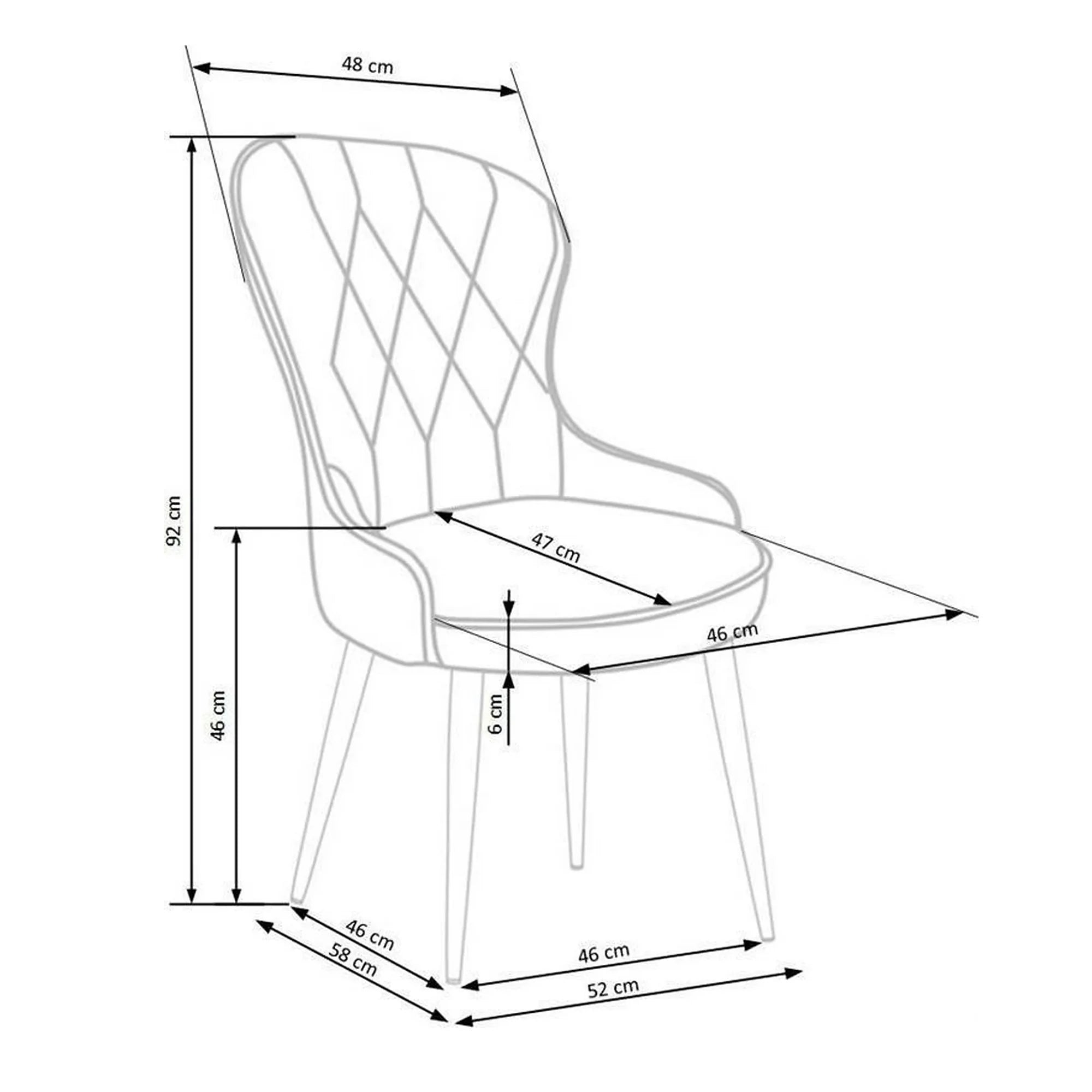 Scaun bej tapitat K366, stofa catifelata/metal, 52x58x92 cm