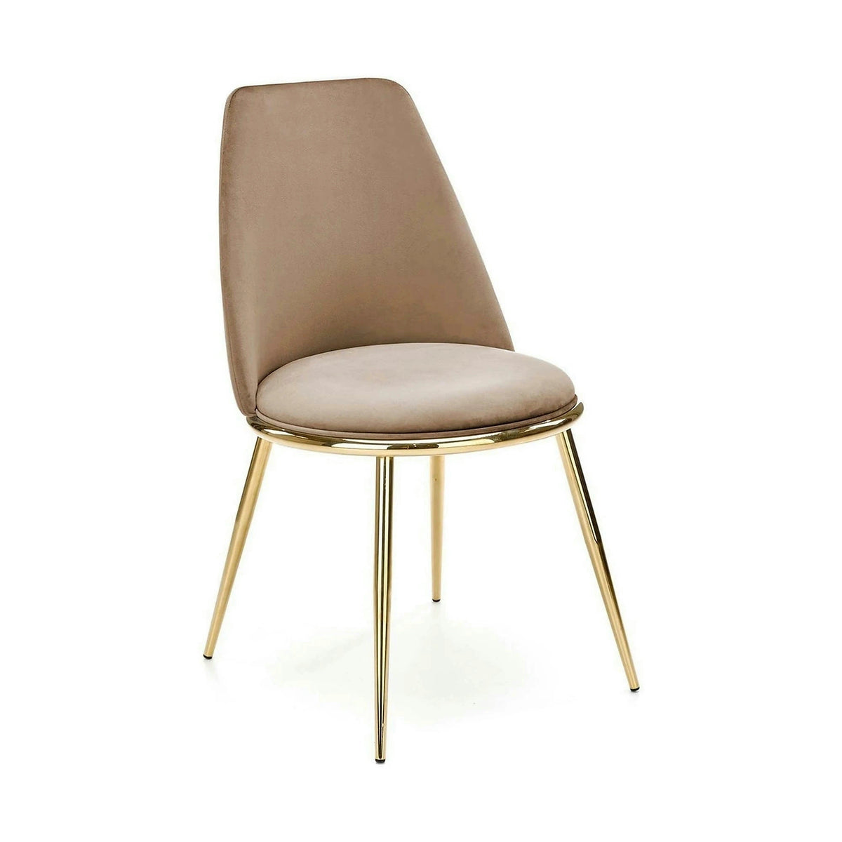 Scaun bej tapitat K460, stofa catifelata, 49x54x84 cm