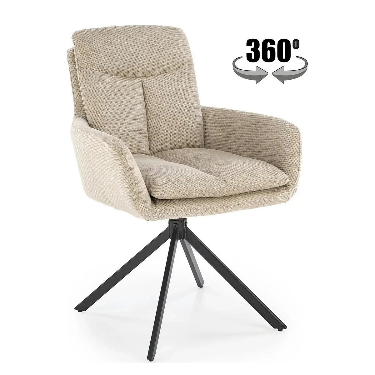 Scaun bej tapitat K536, stofa clasica/metal, 62x68x85 cm