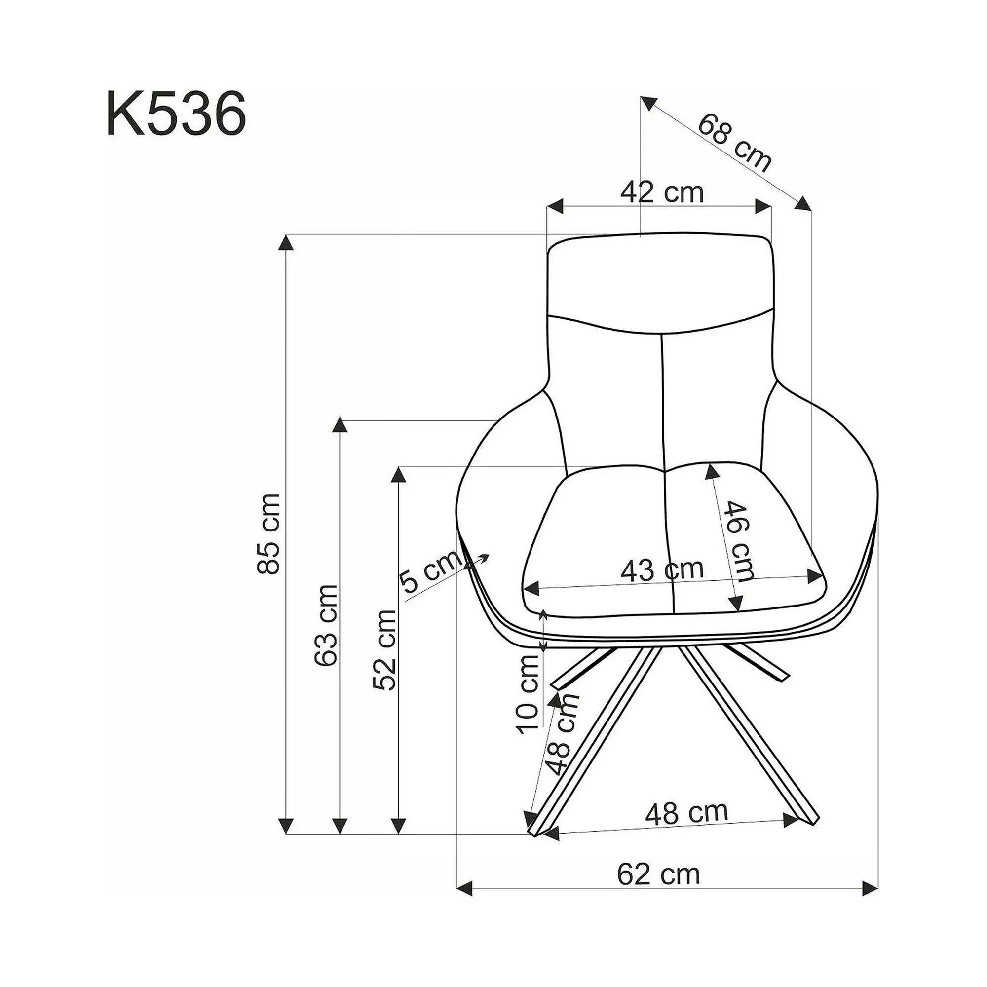 Scaun bej tapitat K536, stofa clasica/metal, 62x68x85 cm