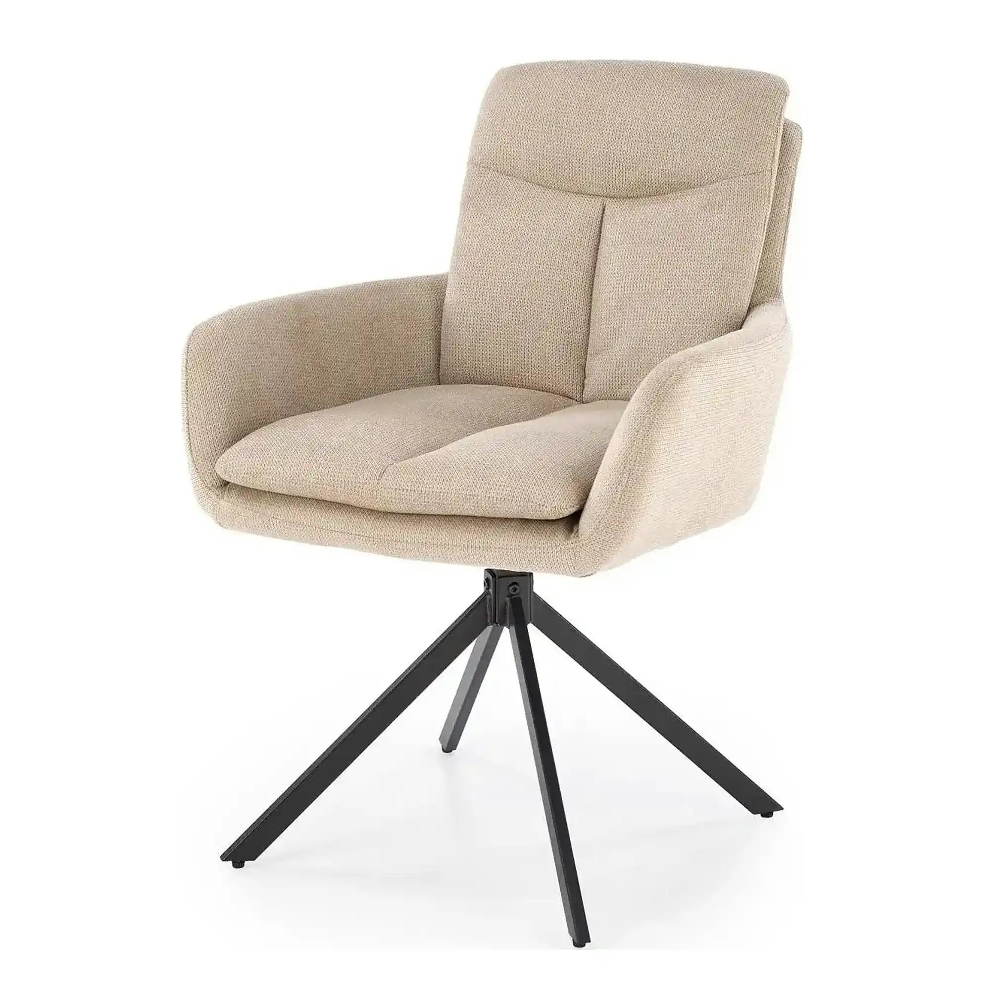 Scaun bej tapitat K536, stofa clasica/metal, 62x68x85 cm