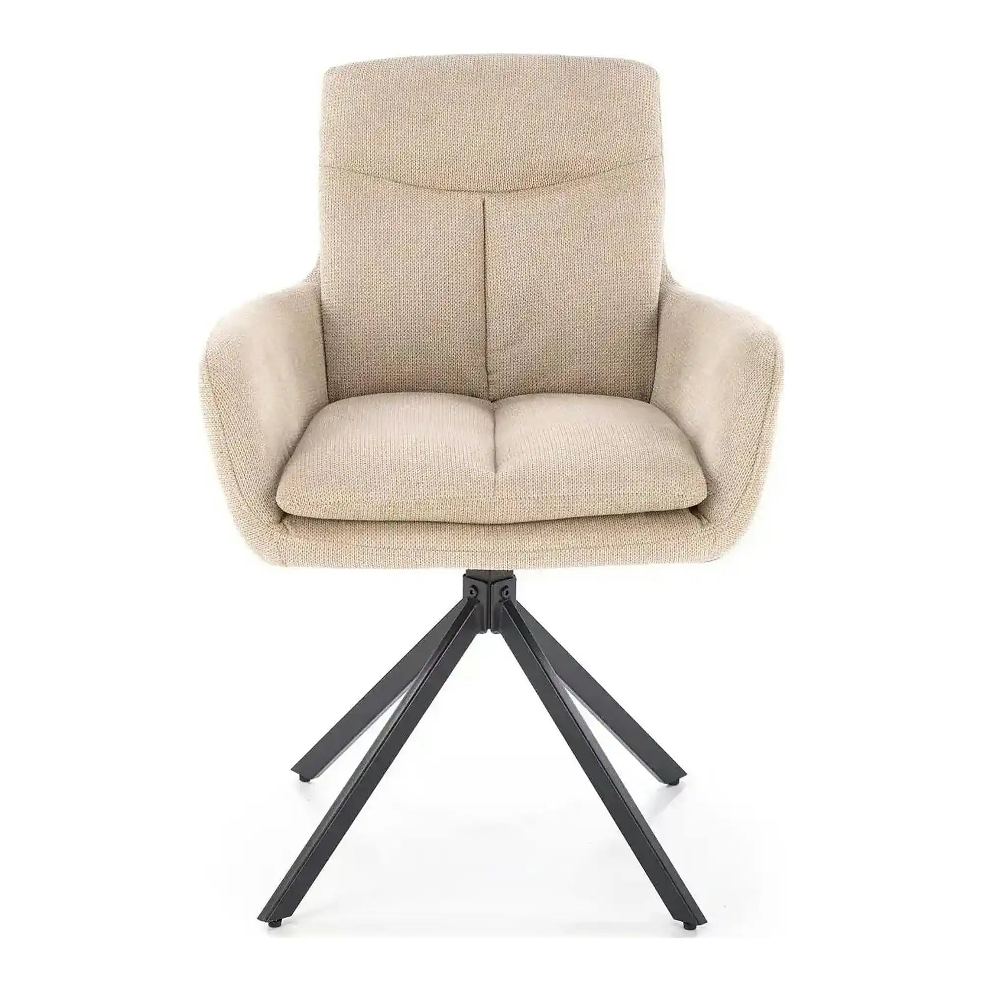 Scaun bej tapitat K536, stofa clasica/metal, 62x68x85 cm