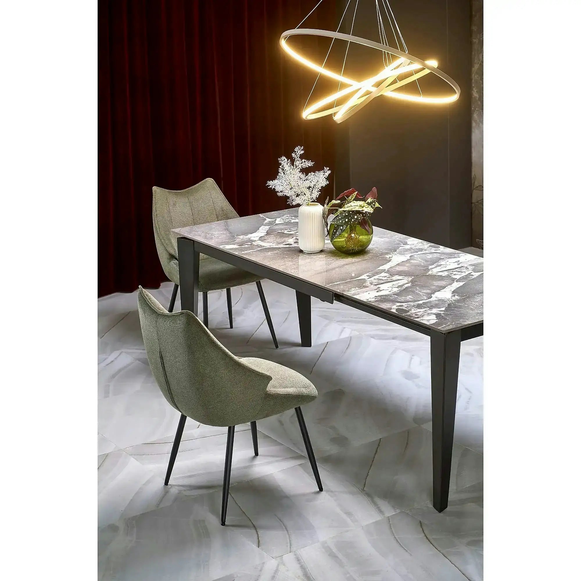 Scaun bej tapitat K543, stofa clasica/metal, 55x60x87 cm