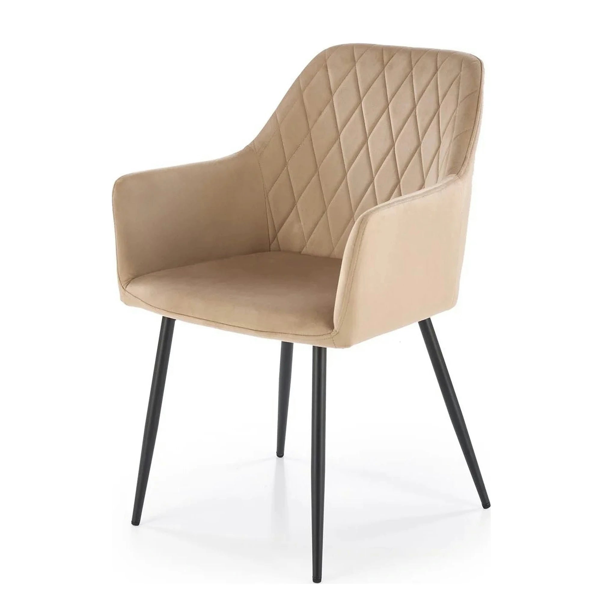 Scaun bej tapitat K558, bej/negru, stofa catifelata/metal, 59x60x86 cm