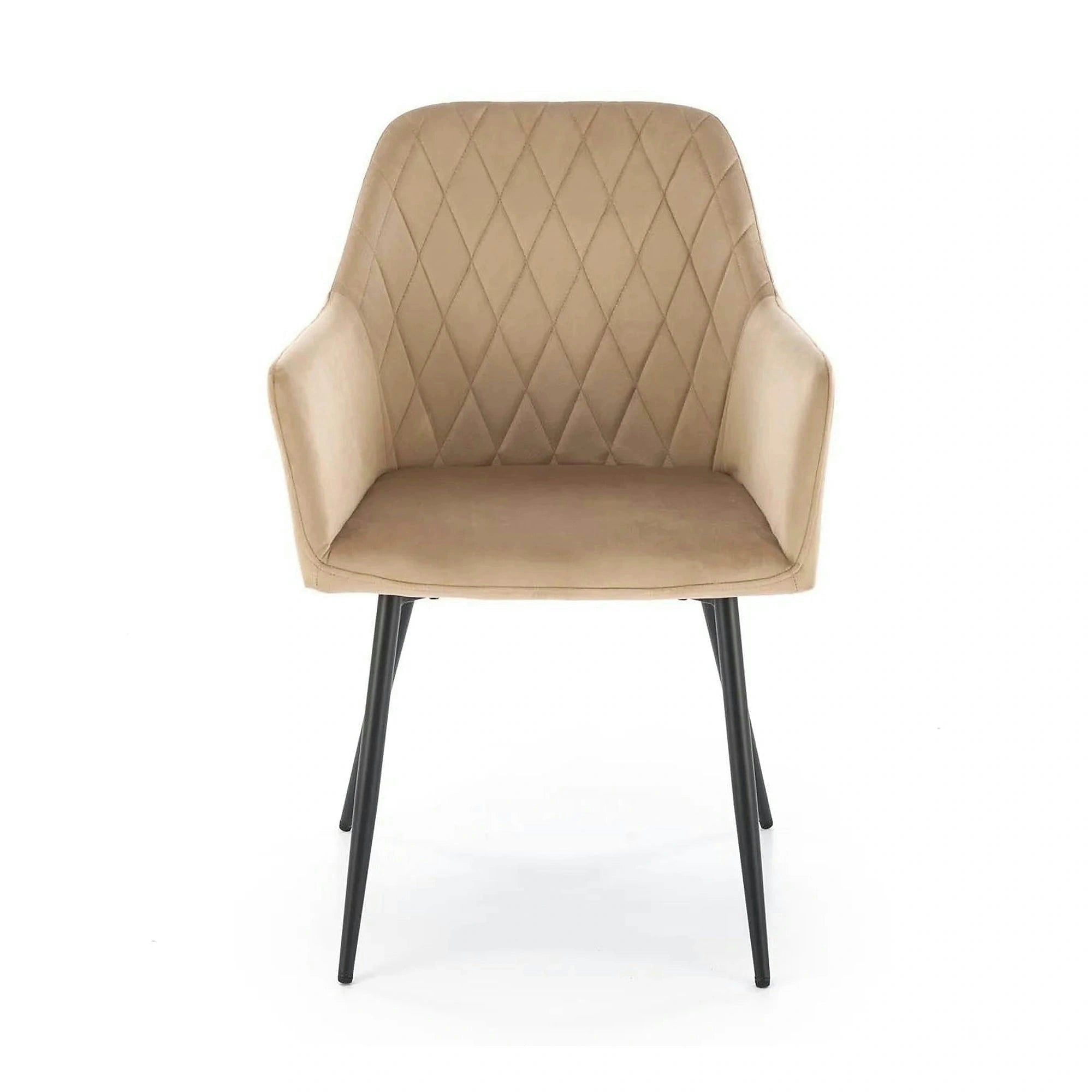 Scaun bej tapitat K558, bej/negru, stofa catifelata/metal, 59x60x86 cm
