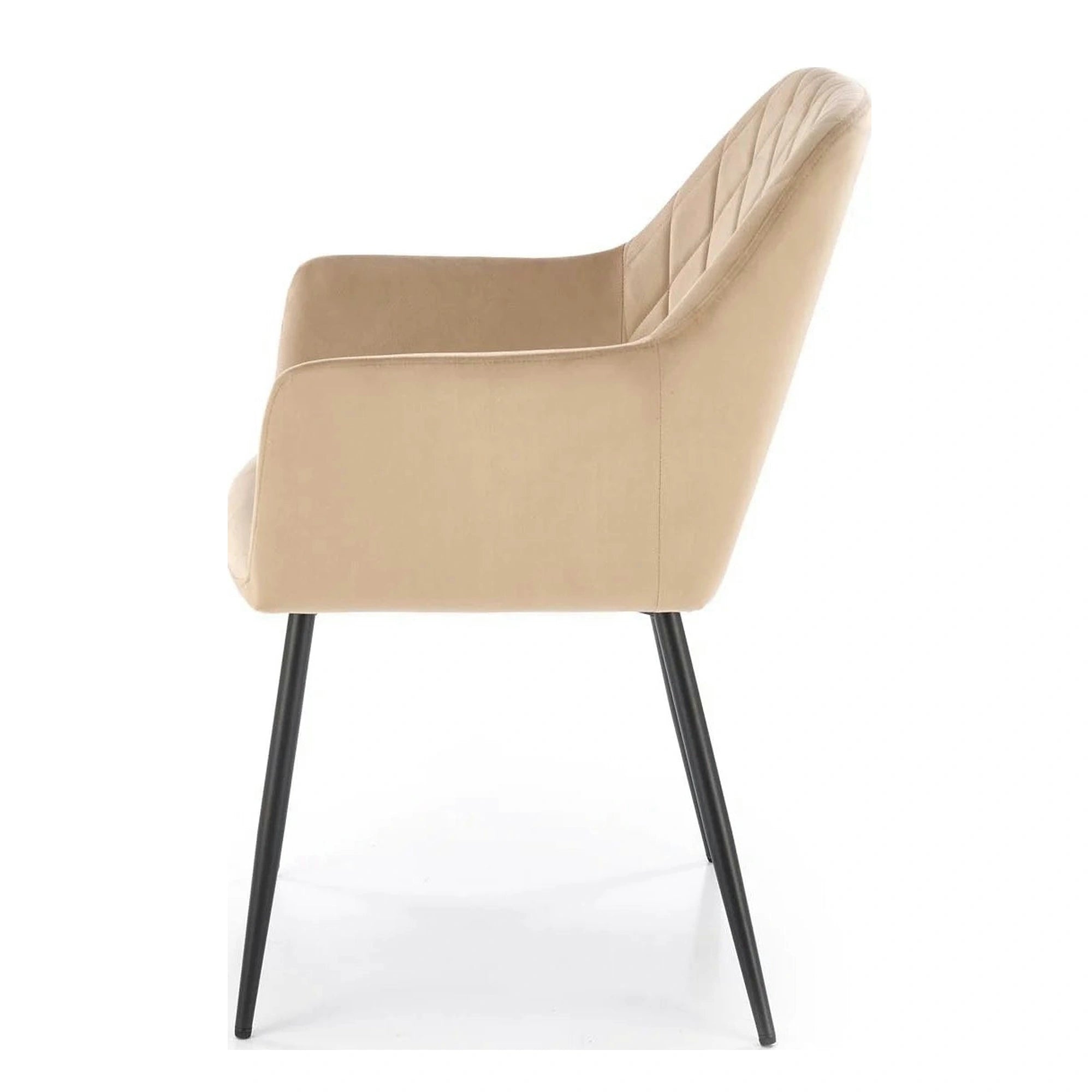 Scaun bej tapitat K558, bej/negru, stofa catifelata/metal, 59x60x86 cm