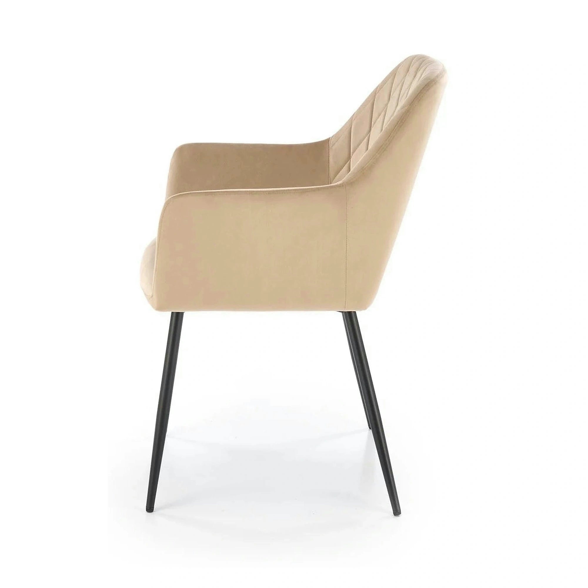 Scaun bej tapitat K558, bej/negru, stofa catifelata/metal, 59x60x86 cm