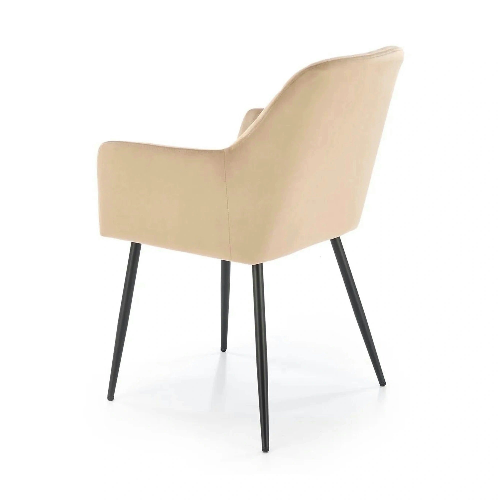 Scaun bej tapitat K558, bej/negru, stofa catifelata/metal, 59x60x86 cm