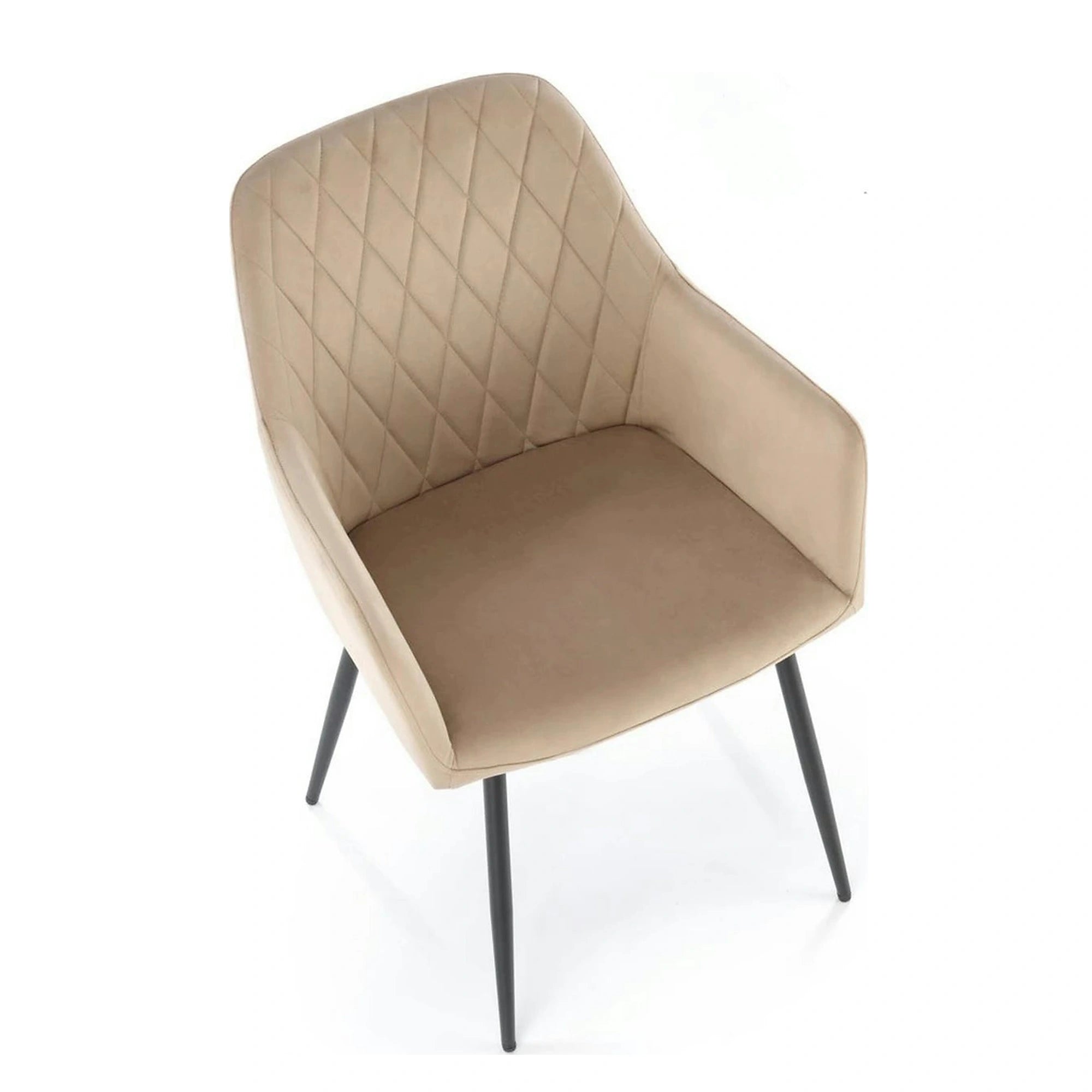 Scaun bej tapitat K558, bej/negru, stofa catifelata/metal, 59x60x86 cm