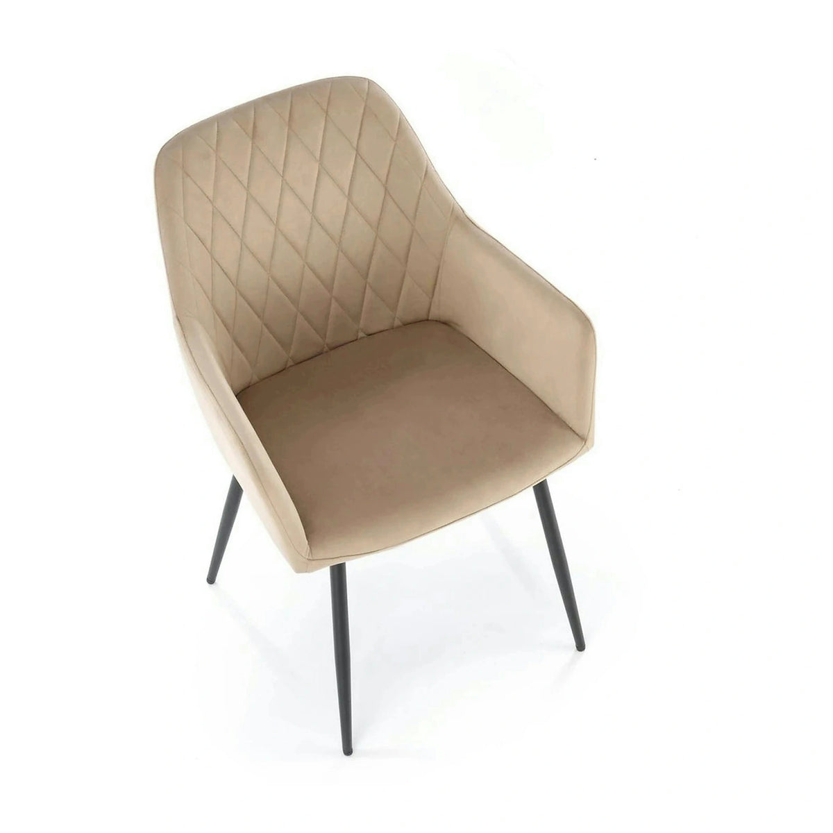 Scaun bej tapitat K558, bej/negru, stofa catifelata/metal, 59x60x86 cm