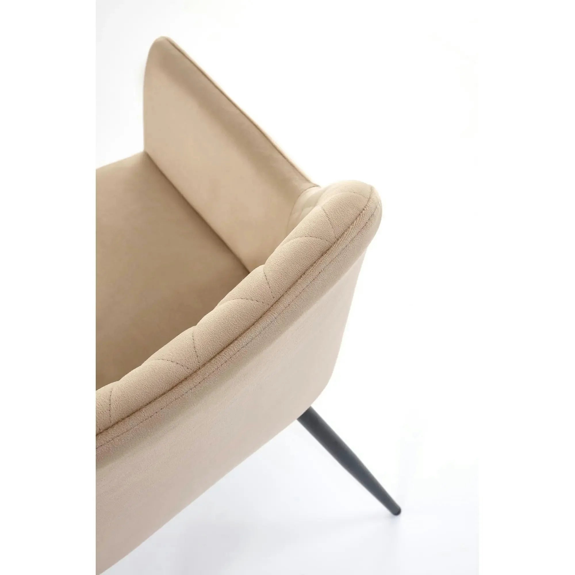 Scaun bej tapitat K558, bej/negru, stofa catifelata/metal, 59x60x86 cm