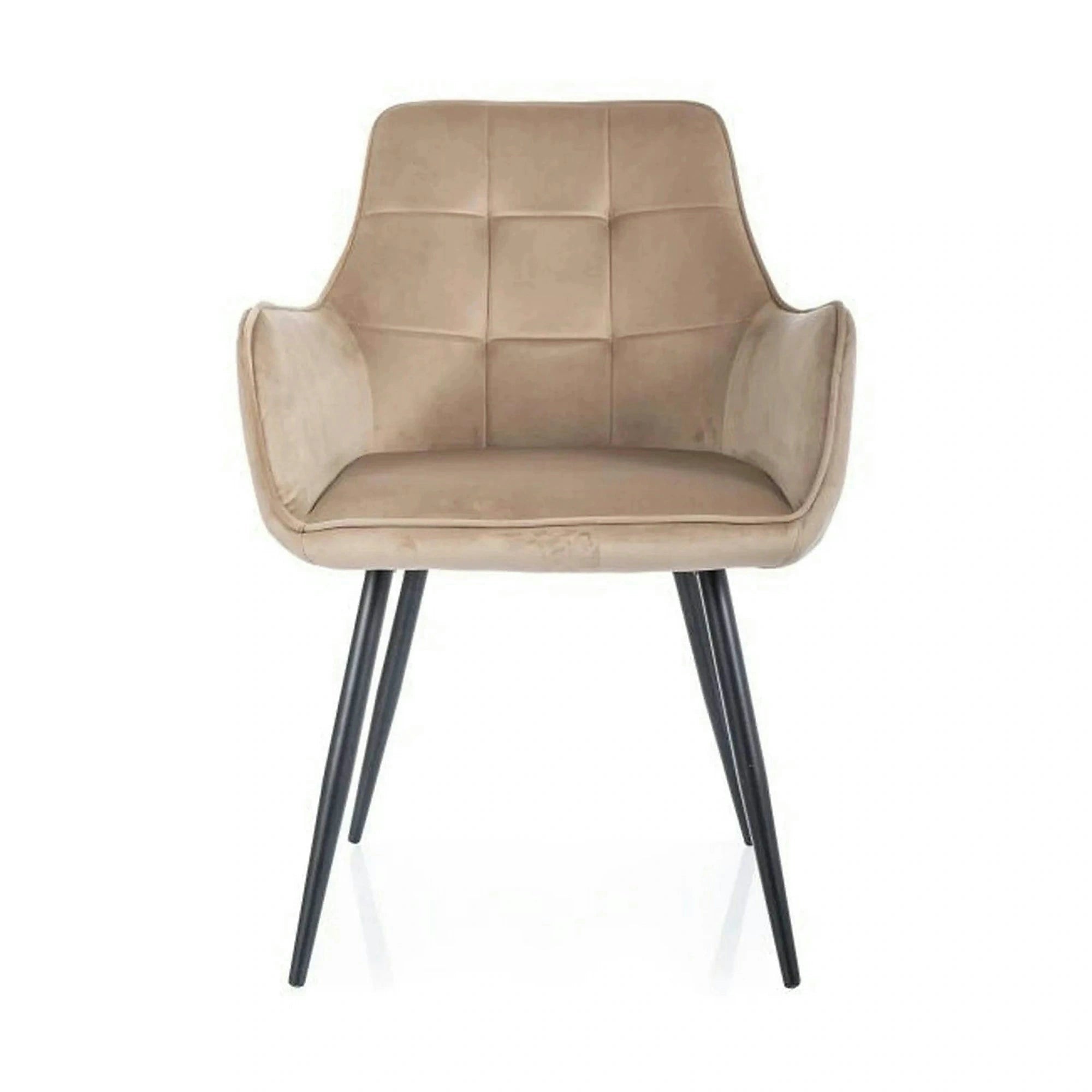 Scaun bej tapitat LEMON, stofa catifelata/metal, 57x47x85 cm