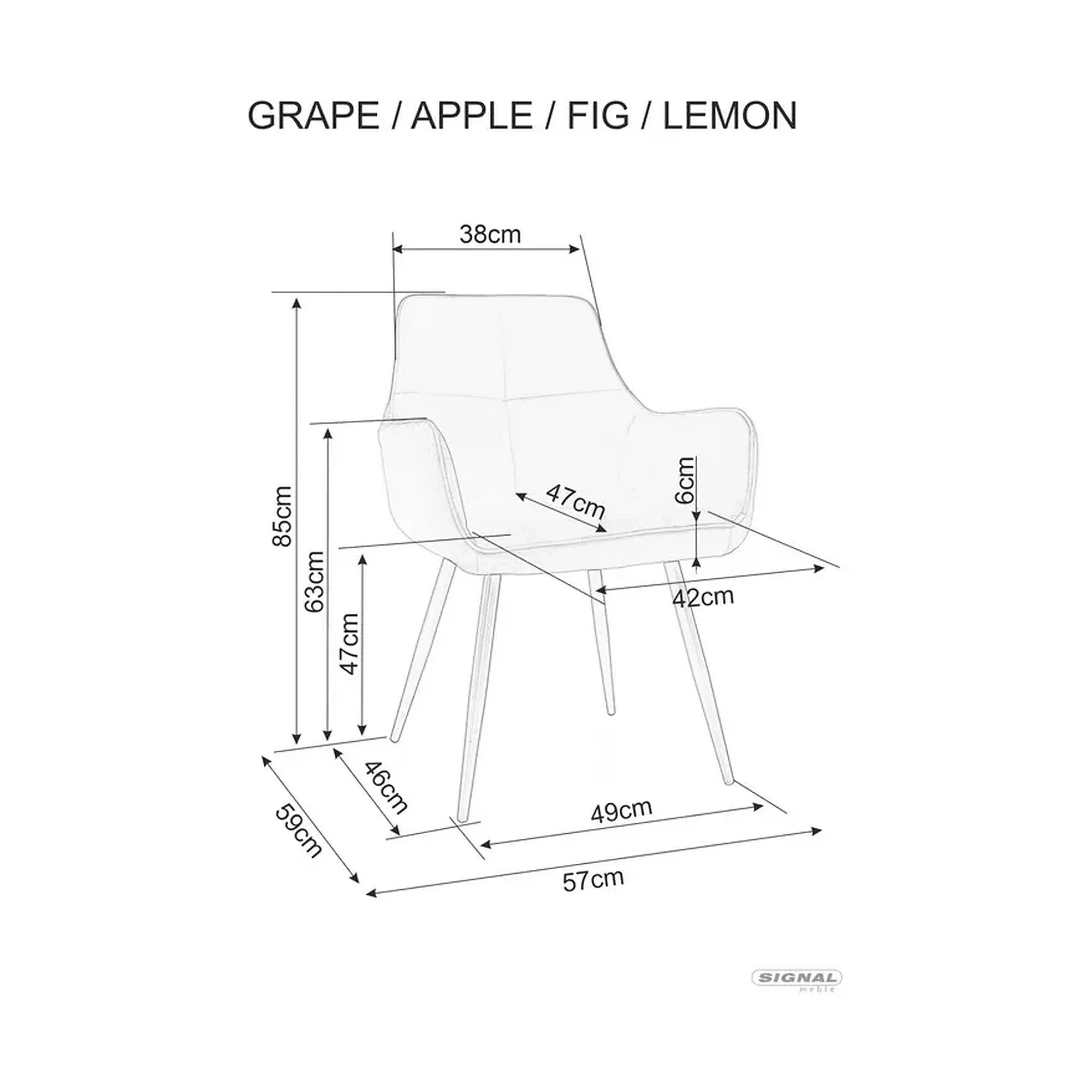 Scaun bej tapitat LEMON, stofa catifelata/metal, 57x47x85 cm