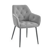 Scaun BEL NEW, gri deschis/negru, stofa catifelata/metal, 58x63x86 cm