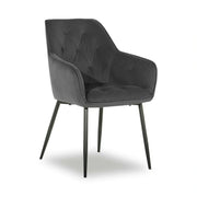Scaun BEL NEW, gri inchis/negru, stofa catifelata/metal, 58x63x86 cm