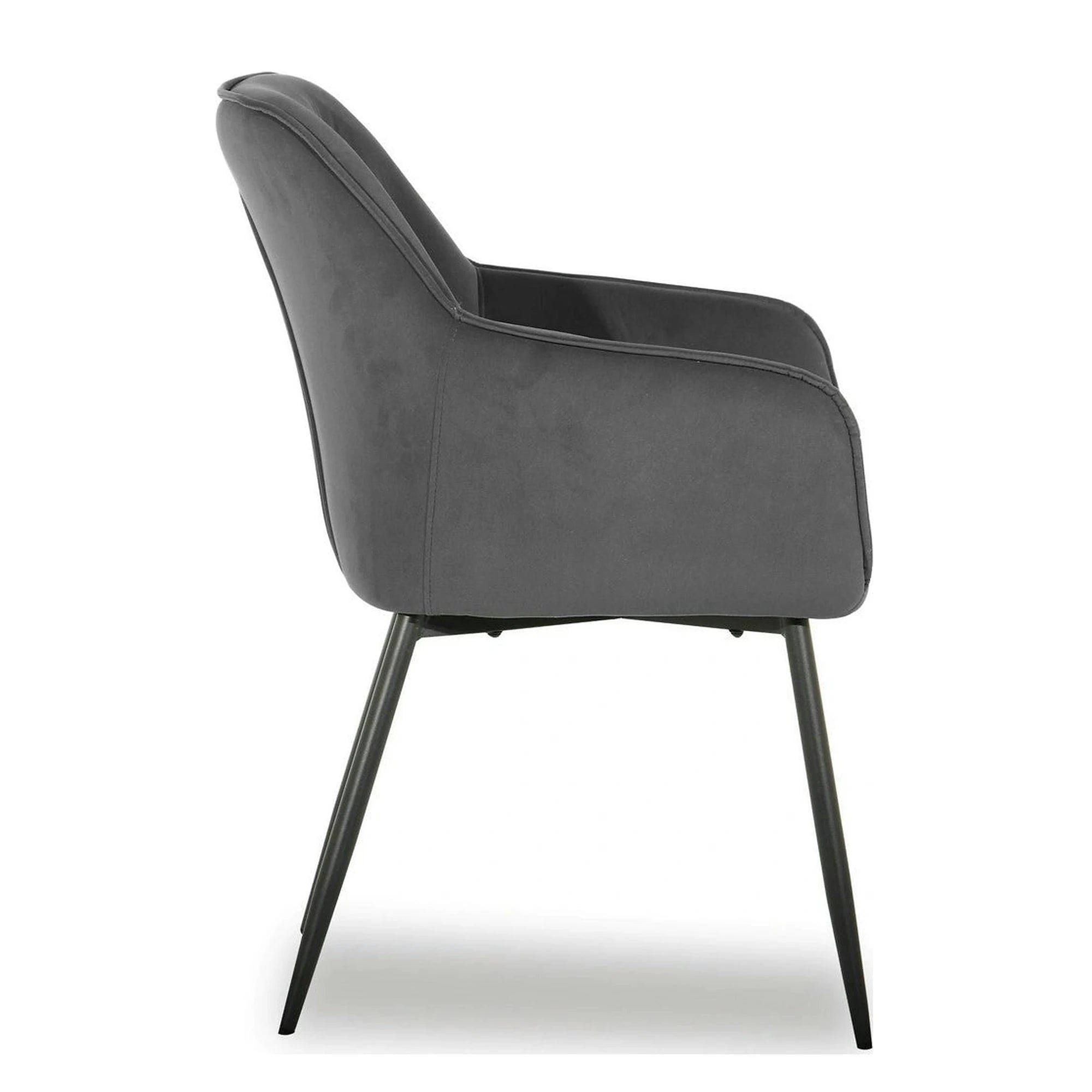 Scaun BEL NEW, gri inchis/negru, stofa catifelata/metal, 58x63x86 cm