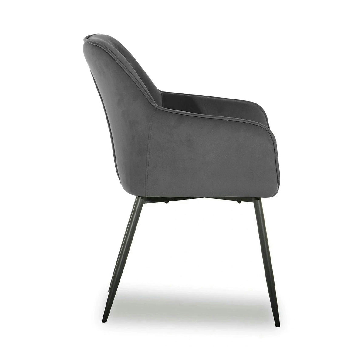 Scaun BEL NEW, gri inchis/negru, stofa catifelata/metal, 58x63x86 cm