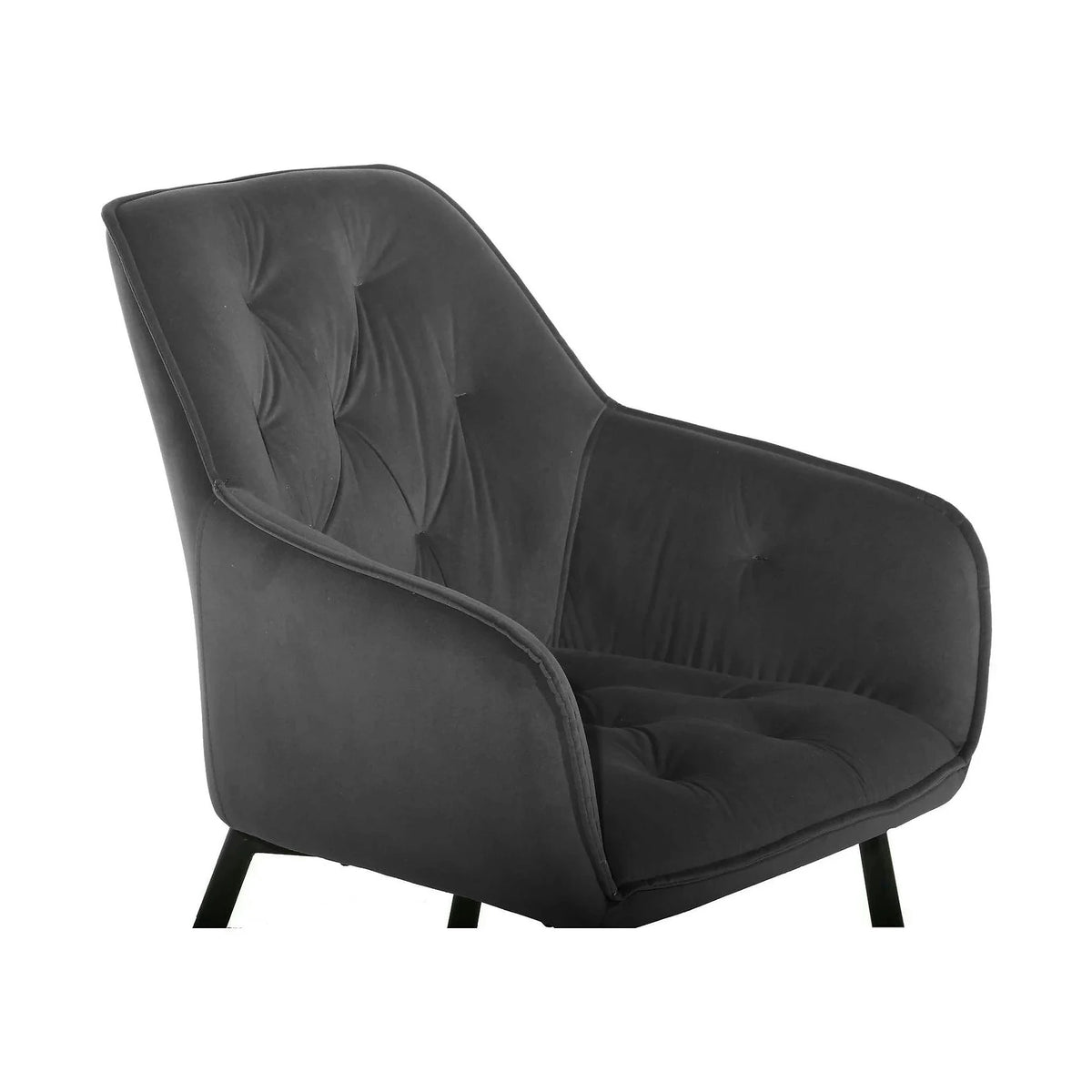 Scaun BEL NEW, gri inchis/negru, stofa catifelata/metal, 58x63x86 cm