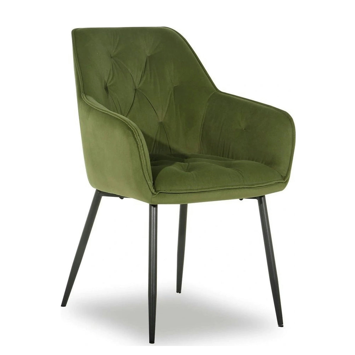 Scaun BEL NEW, verde/negru, stofa catifelata/metal, 58x63x86 cm