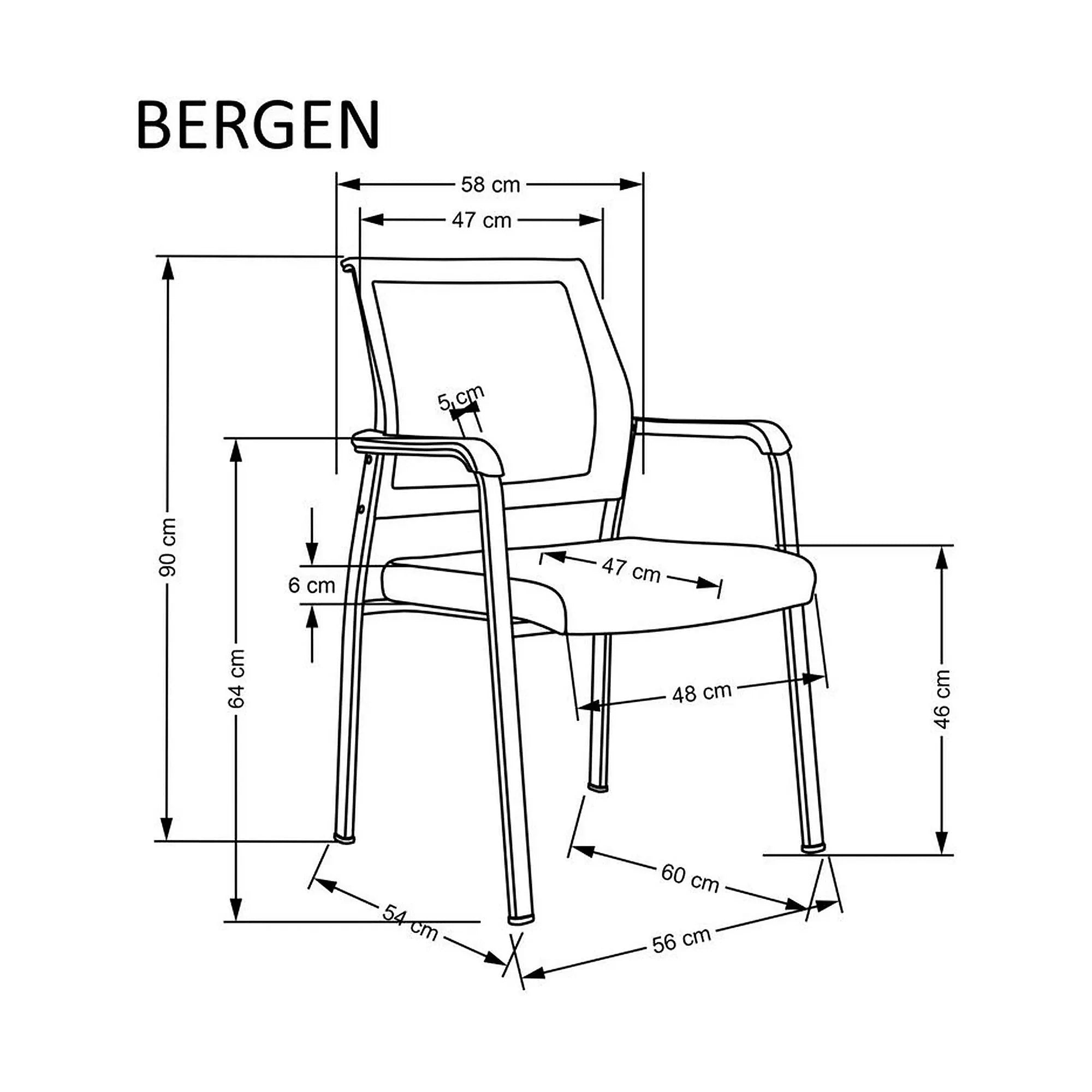 Scaun BERGEN, negru, stofa clasica/metal, 58x60x90 cm