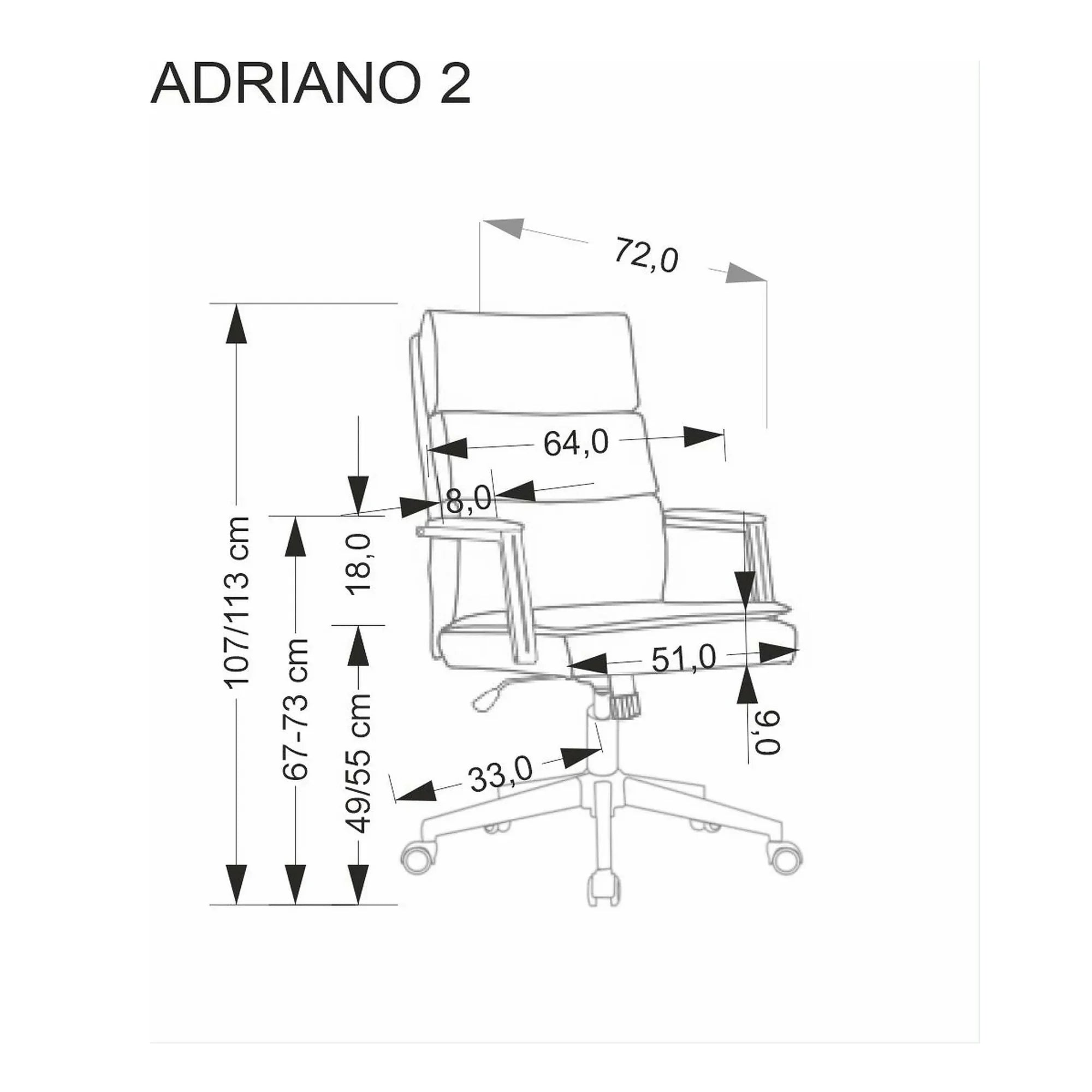 Scaun birou ADRIANO 2, negru, piele ecologica, 65x70x104-110 cm