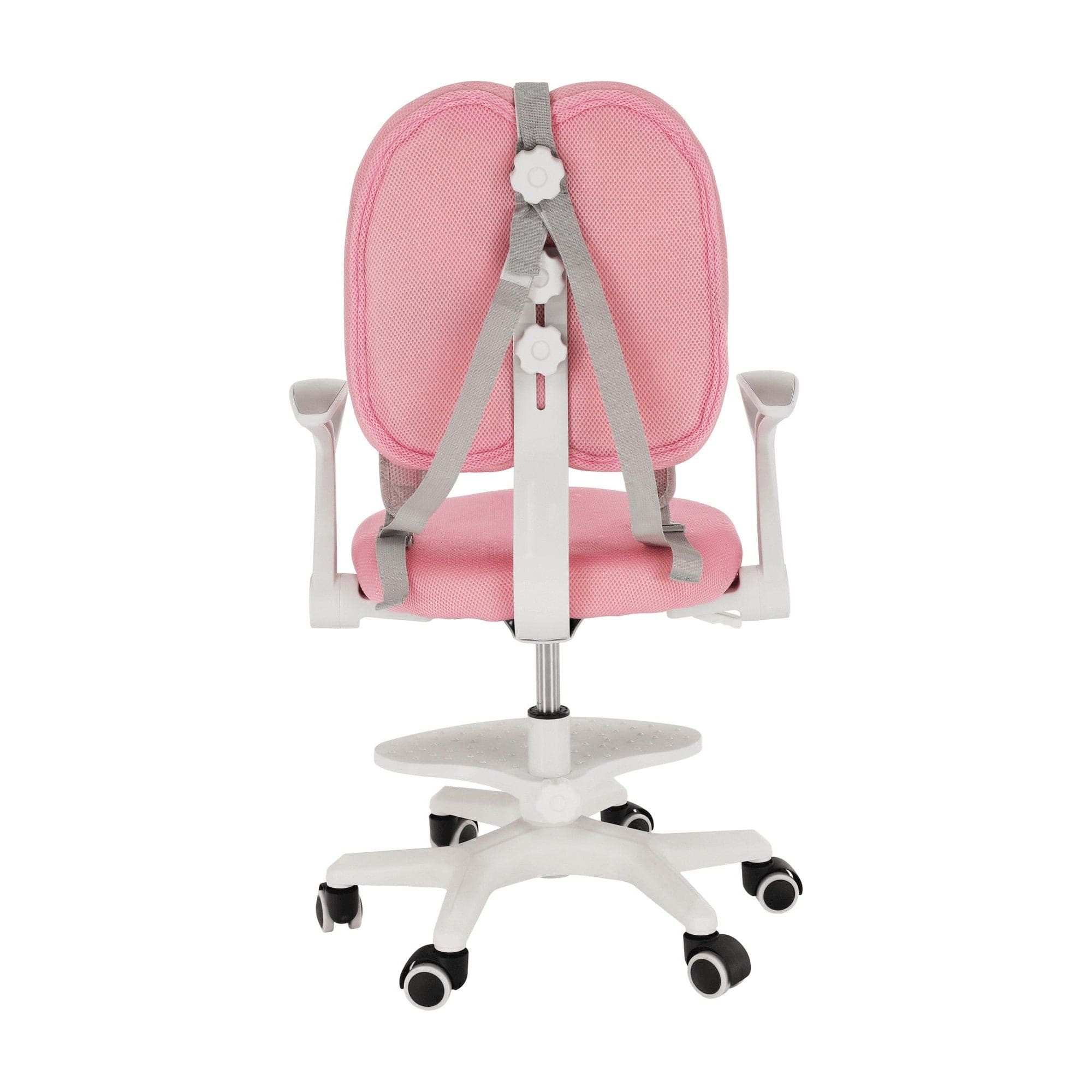 Scaun birou ANAIS, roz/alb, plastic/plasa, 58x55x83/102 cm