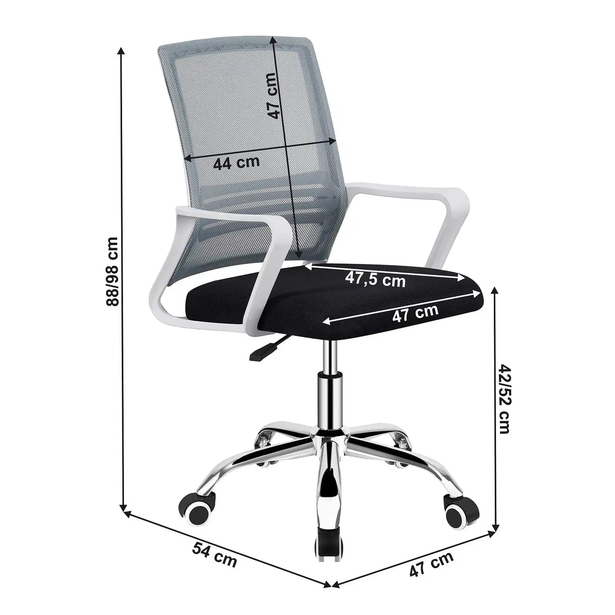 Scaun birou APOLO 2 NEW, gri/negru, plasa/plastic/metal, 47x54x88/98 cm