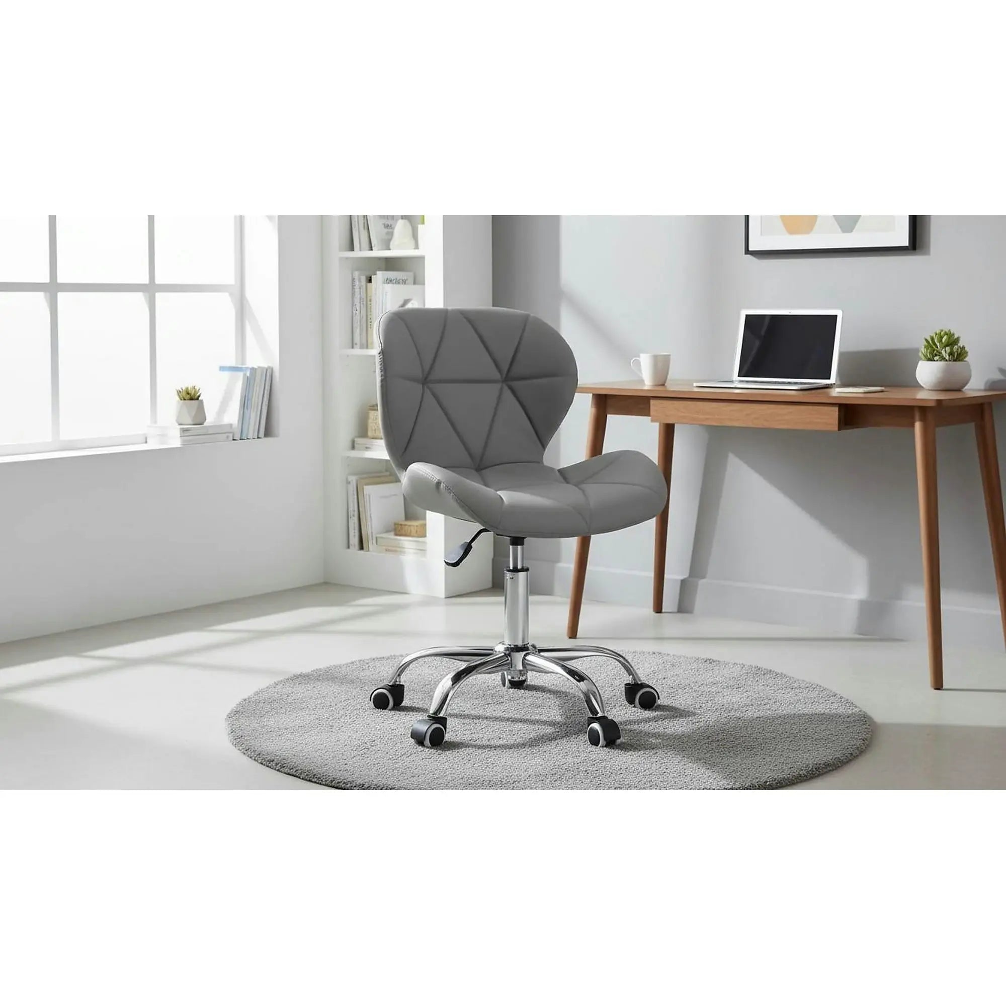 Scaun birou ARGUS NEW, gri/crom, piele ecologica/metal, 47x56x73/84 cm