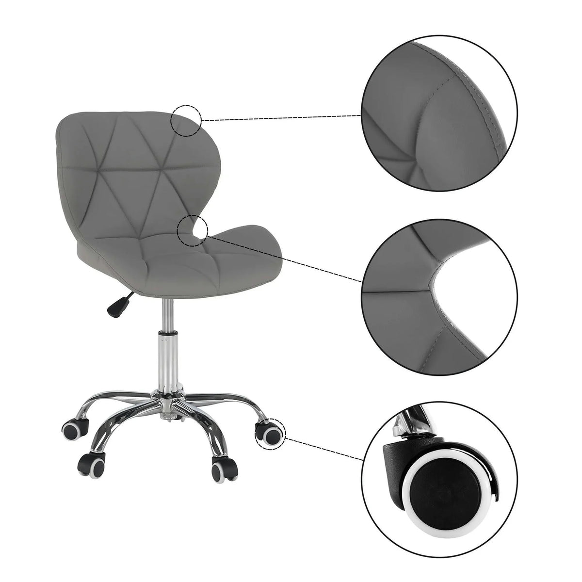 Scaun birou ARGUS NEW, gri/crom, piele ecologica/metal, 47x56x73/84 cm