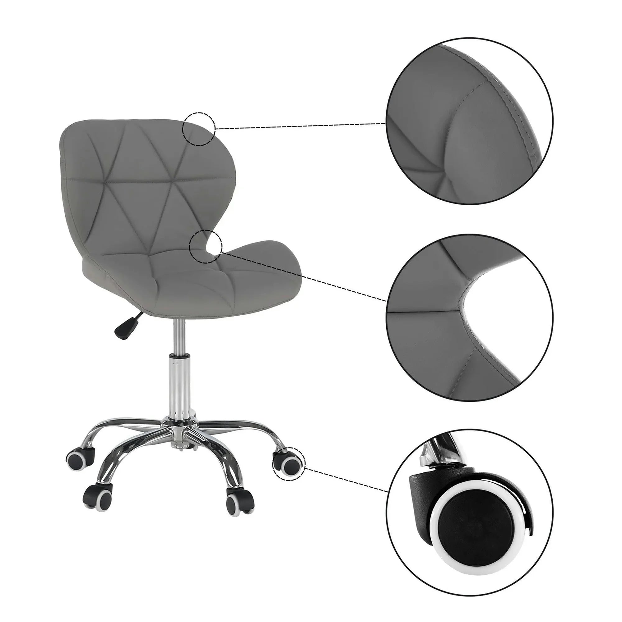 Scaun birou ARGUS NEW, gri/crom, piele ecologica/metal, 47x56x73/84 cm