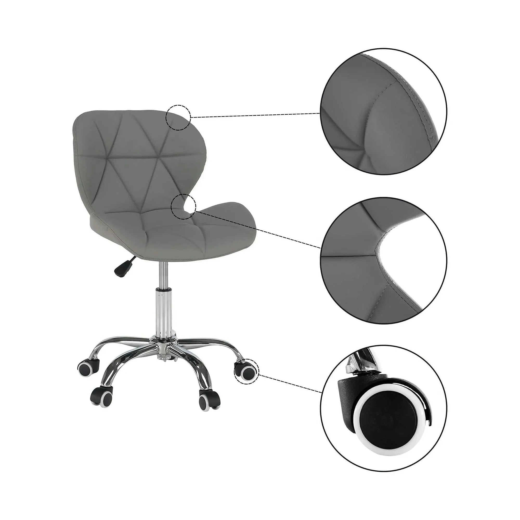 Scaun birou ARGUS NEW, gri/crom, piele ecologica/metal, 47x56x73/84 cm