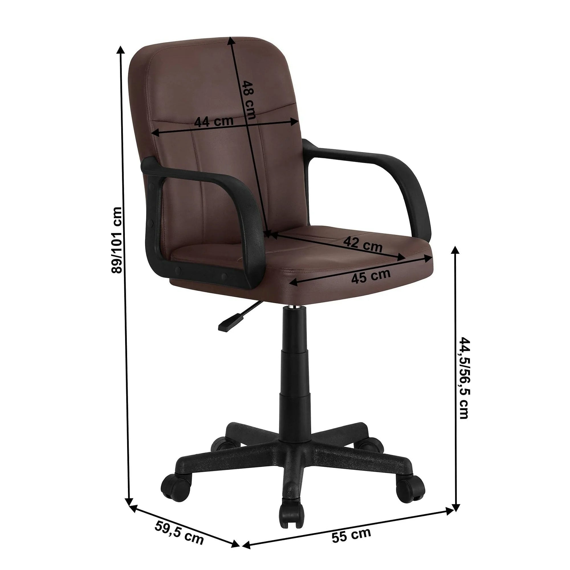 Scaun birou AYLA NEW, maro, piele ecologica/plastic, 55x59.5x89/101 cm